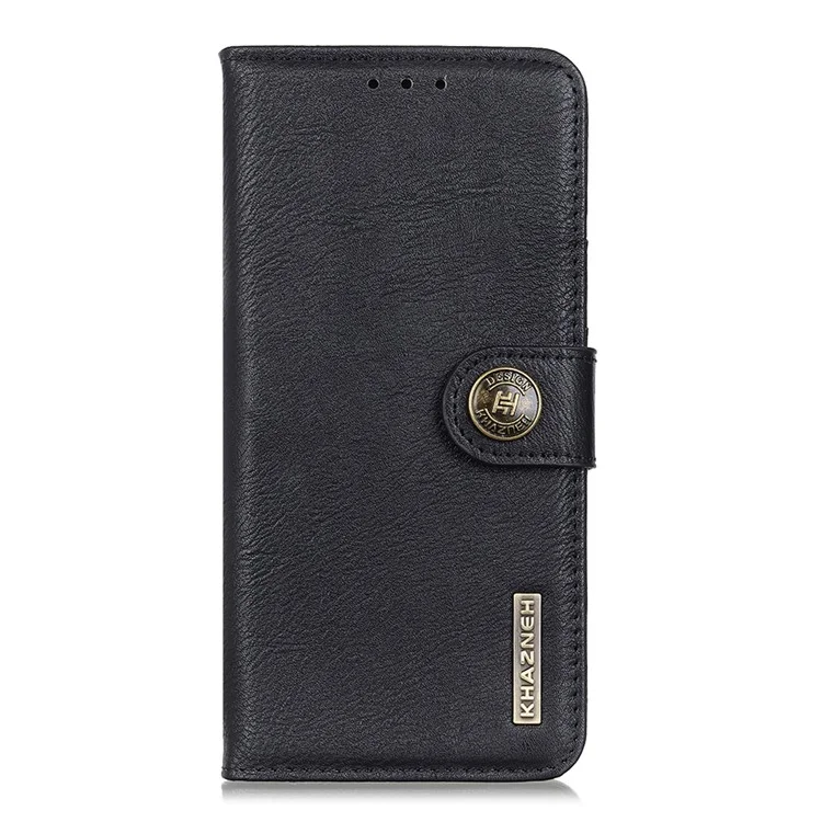 KHAZNEH Für iPhone 17 Brieftasche Hülle Rindsleder Textur Leder Flip Handyhülle - Schwarz