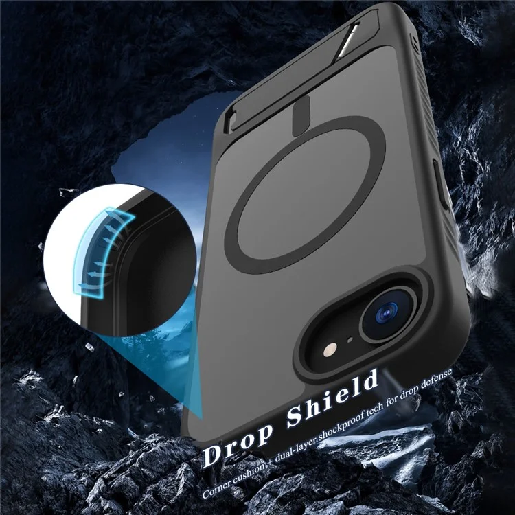 LEREACH Le-Chic Series For iPhone 16e Case Compatible with MagSafe Kickstand TPU + PC Phone Cover - Black