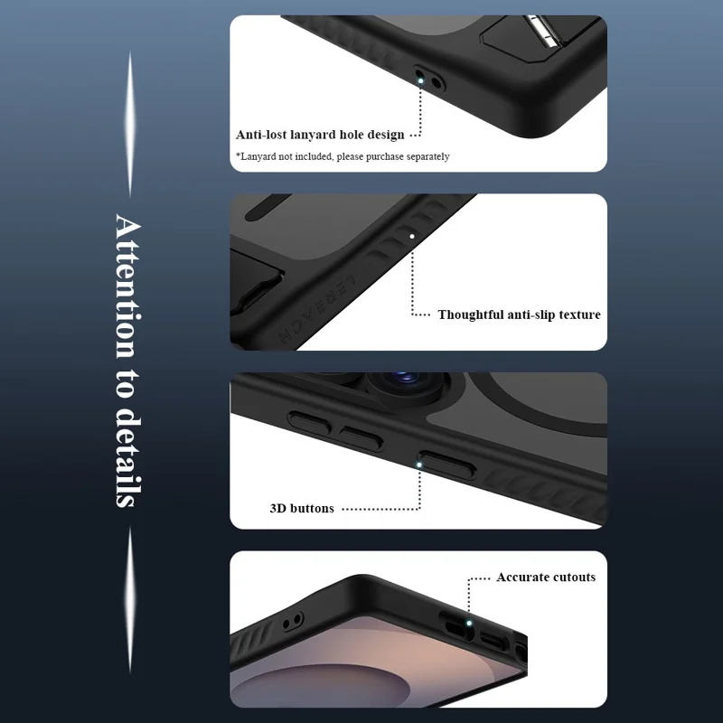 LEREACH Le-Chic Series For Samsung Galaxy S25 Ultra Case Compatible with MagSafe Kickstand TPU + PC Phone Cover - Black