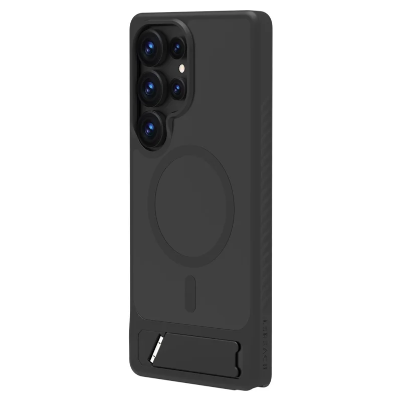 LEREACH Le-Chic Series For Samsung Galaxy S25 Ultra Case Compatible with MagSafe Kickstand TPU + PC Phone Cover - Black