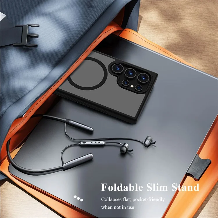 LEREACH Serie Le-Chic Compatible con Samsung Galaxy S24 Ultra Funda con Soporte Kickstand TPU + PC - Negro