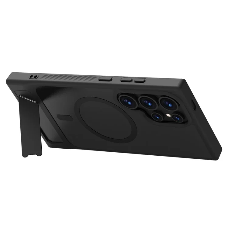 LEREACH Serie Le-Chic Compatible con Samsung Galaxy S24 Ultra Funda con Soporte Kickstand TPU + PC - Negro