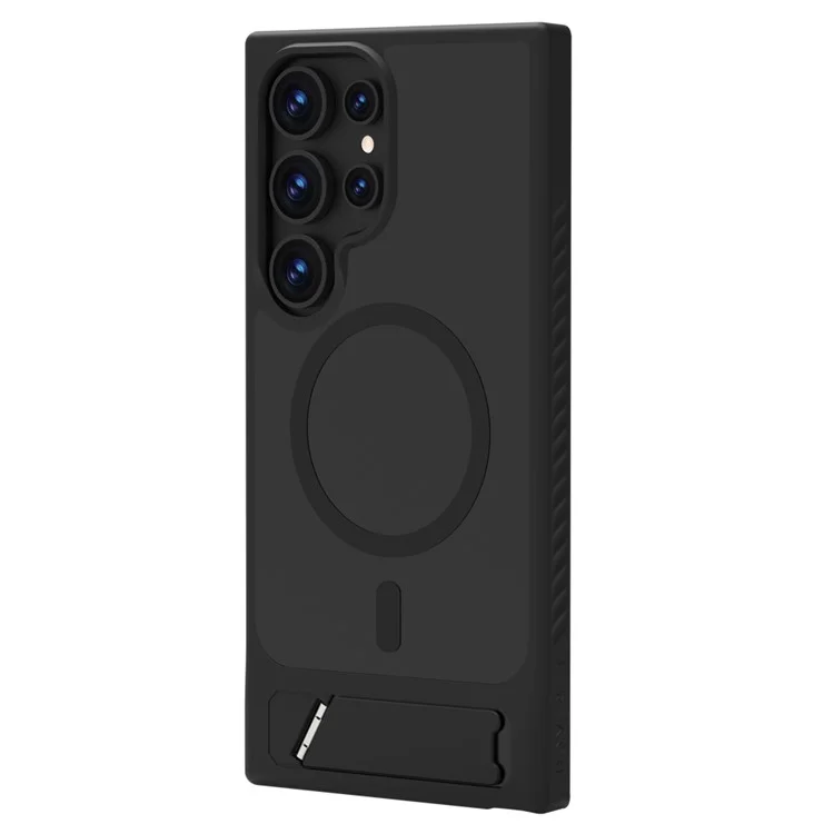 LEREACH Serie Le-Chic Compatible con Samsung Galaxy S24 Ultra Funda con Soporte Kickstand TPU + PC - Negro
