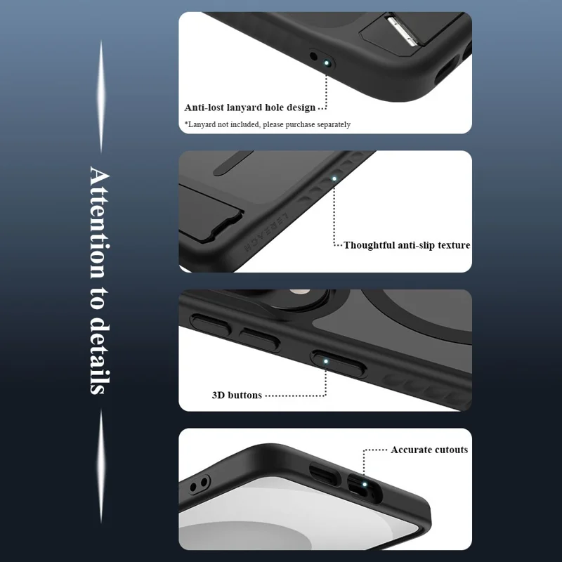 LEREACH Le-Chic Series For Samsung Galaxy S25 Edge Case Compatible with MagSafe Kickstand TPU + PC Phone Cover - Black