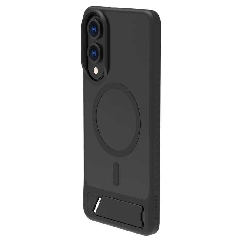 LEREACH Le-Chic Series For Samsung Galaxy S25 Edge Case Compatible with MagSafe Kickstand TPU + PC Phone Cover - Black
