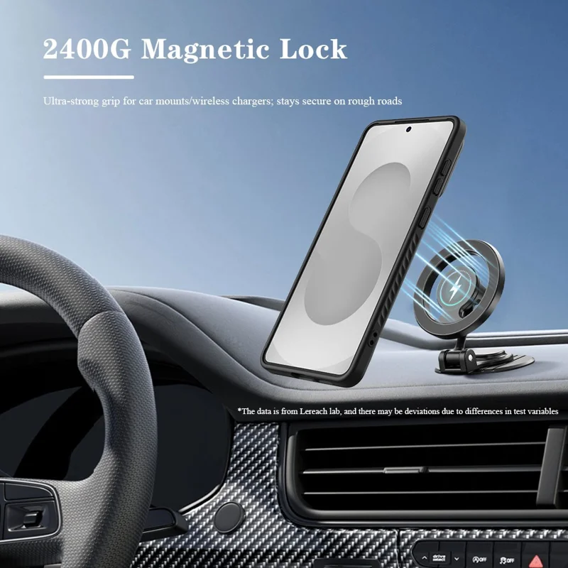 LEREACH Le-Chic Series For Samsung Galaxy S25 Edge Case Compatible with MagSafe Kickstand TPU + PC Phone Cover - Black