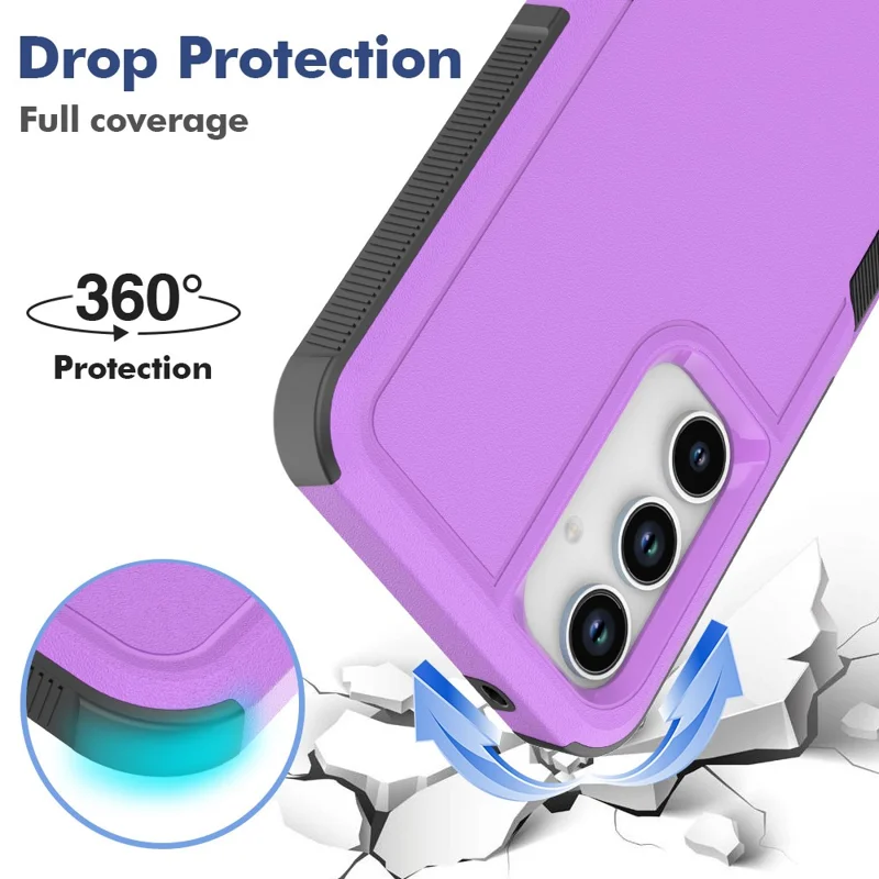 Bulk Purchasing For Samsung Galaxy A15 4G / A15 5G Case 2 in 1 PC + TPU Shockproof Phone Cover - Purple