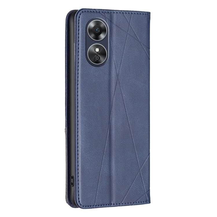 Para o Oppo A17 4G BF Imprimindo Pattern Series-1 Geométrico Impresso Magnetic Magnetic Auto-absorvido PU Causo Capa Tolando Case - Azul