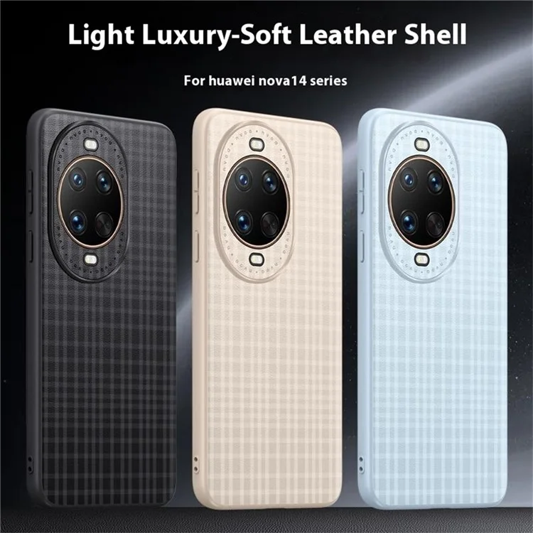 Cover per Huawei nova 14 5G con Texture a Quadri in Pelle PU + TPU Custodia Protettiva per Telefono - Nero