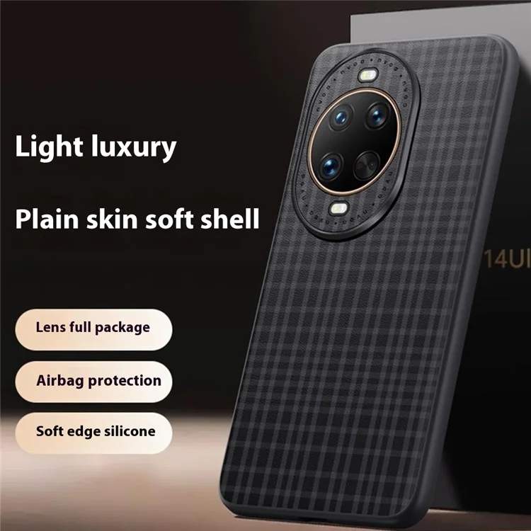 Cover per Huawei nova 14 5G con Texture a Quadri in Pelle PU + TPU Custodia Protettiva per Telefono - Nero
