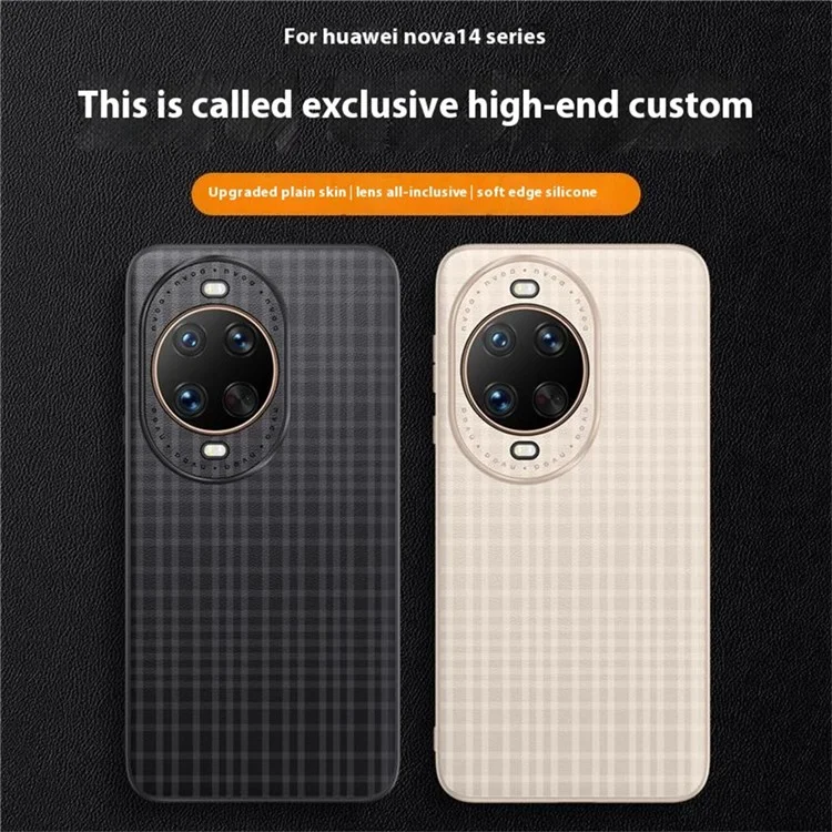 Cover per Huawei nova 14 5G con Texture a Quadri in Pelle PU + TPU Custodia Protettiva per Telefono - Nero