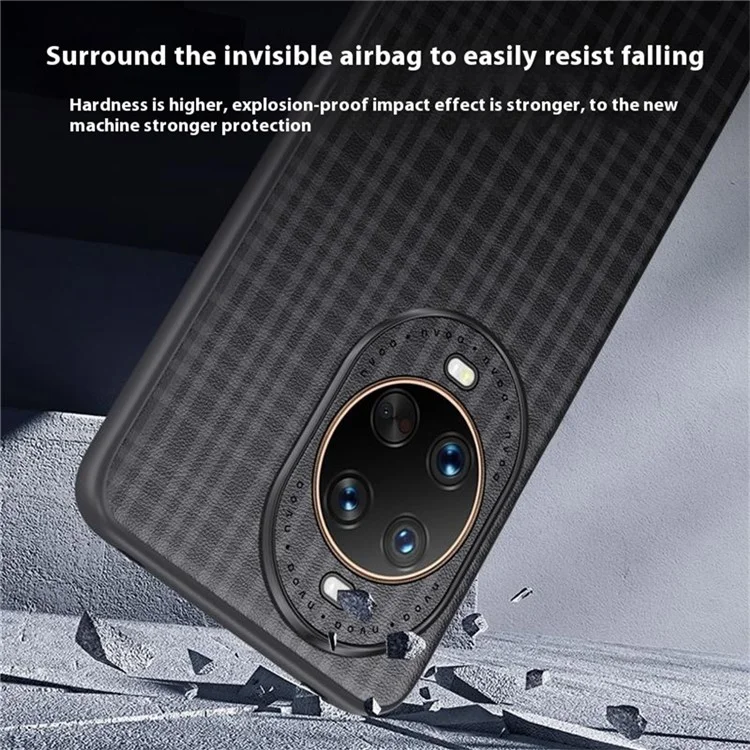 Cover per Huawei nova 14 5G con Texture a Quadri in Pelle PU + TPU Custodia Protettiva per Telefono - Nero