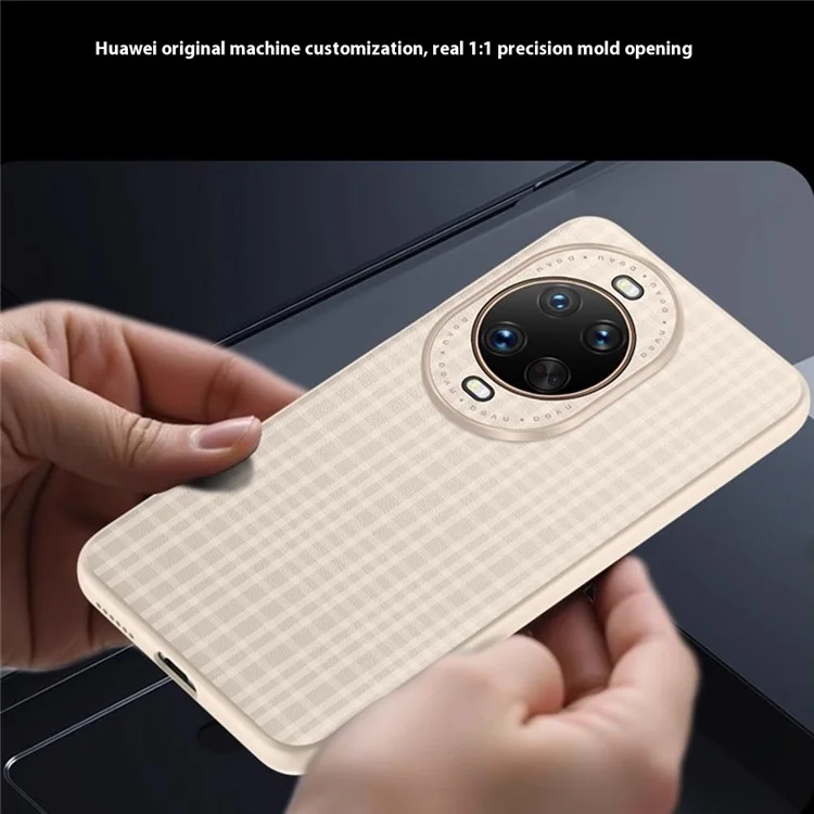 Cover per Huawei nova 14 Pro 5G Custodia con Texture a Quadri in Pelle PU + TPU Protezione Telefono - Oro