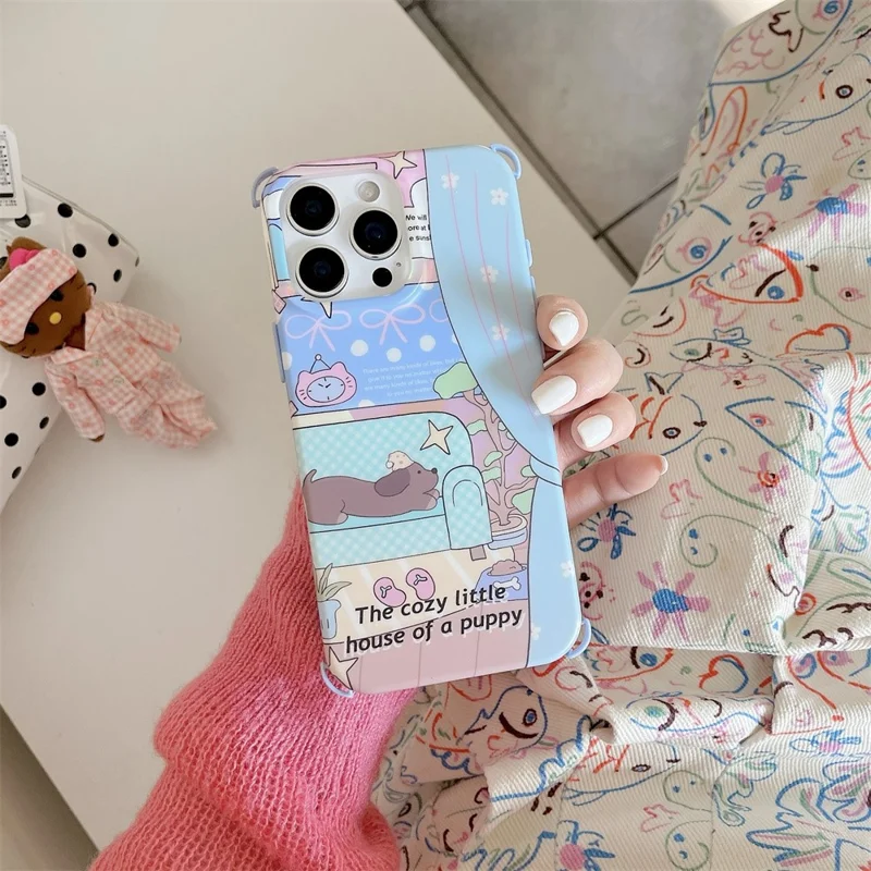 For iPhone 16 Pro Case IMD Cartoon Pattern TPU Phone Cover with Beaded Strap - Dachshund