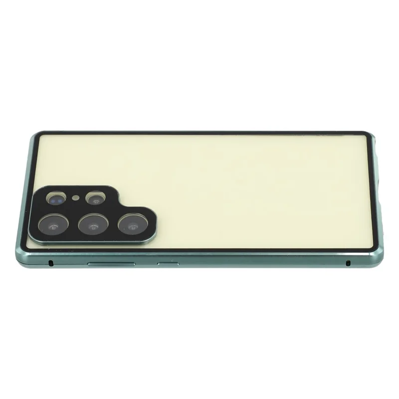 For Samsung Galaxy S24 Ultra Case with Anti-Spy Screen Protector / Lens Film Tempered Glass Metal Phone Cover - Green