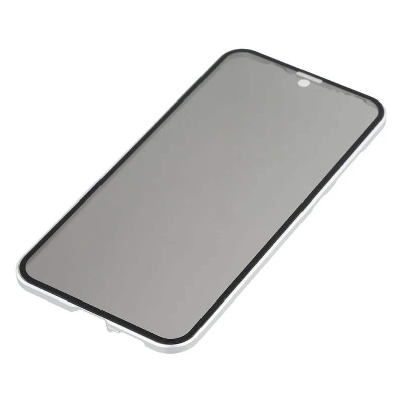 For Samsung Galaxy S25 / S24 Case with Anti-Spy Screen Protector Tempered Glass Metal Phone Cover Magnetic Clasp - Silver