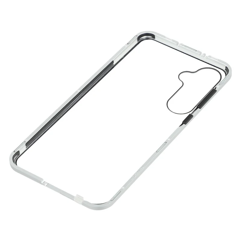 For Samsung Galaxy S25 / S24 Case with Anti-Spy Screen Protector Tempered Glass Metal Phone Cover Magnetic Clasp - Silver