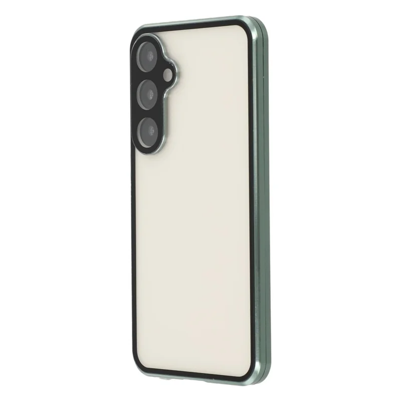 For Samsung Galaxy S25 / S24 Case with Anti-Spy Screen Protector / Lens Film Tempered Glass Metal Phone Cover Magnetic Clasp - Green
