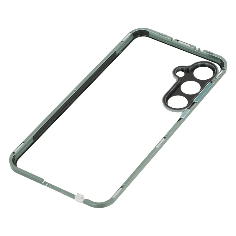 For Samsung Galaxy S25 / S24 Case with Anti-Spy Screen Protector / Lens Film Tempered Glass Metal Phone Cover Magnetic Clasp - Green