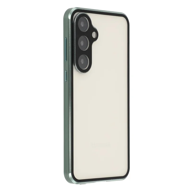 For Samsung Galaxy S25+ / S24+ Case with Anti-Spy Screen Protector / Lens Film Tempered Glass Metal Phone Cover Magnetic Clasp - Green