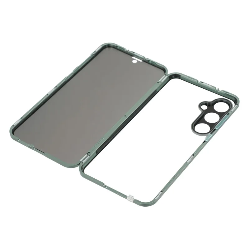 For Samsung Galaxy S25+ / S24+ Case with Anti-Spy Screen Protector / Lens Film Tempered Glass Metal Phone Cover Magnetic Clasp - Green