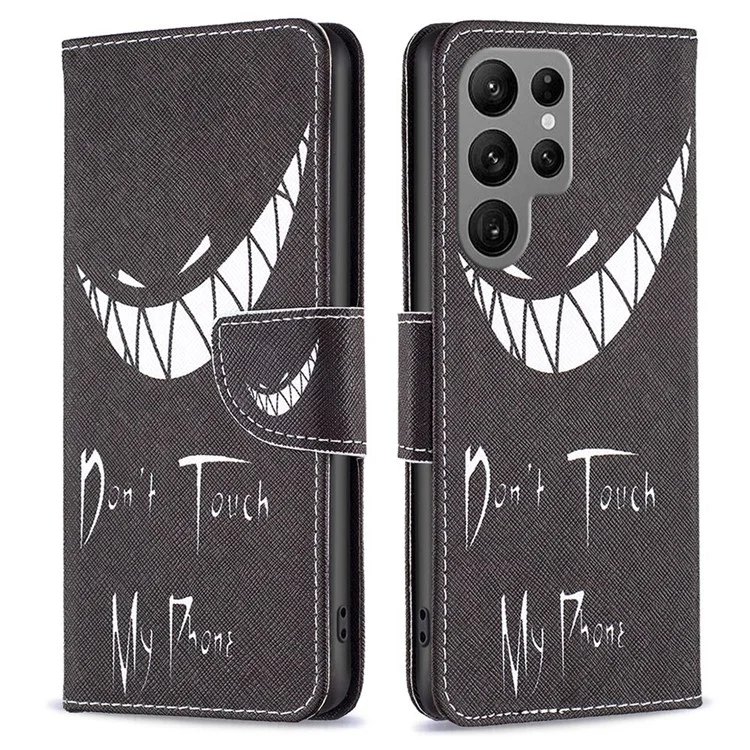 BF Pattern Printing Leather Series-1 für Samsung Galaxy S23 Ultra Wallet Case PU Ledertasche Stand Flip Magnetischer Schutzhülle - Fass mein Telefon nicht an