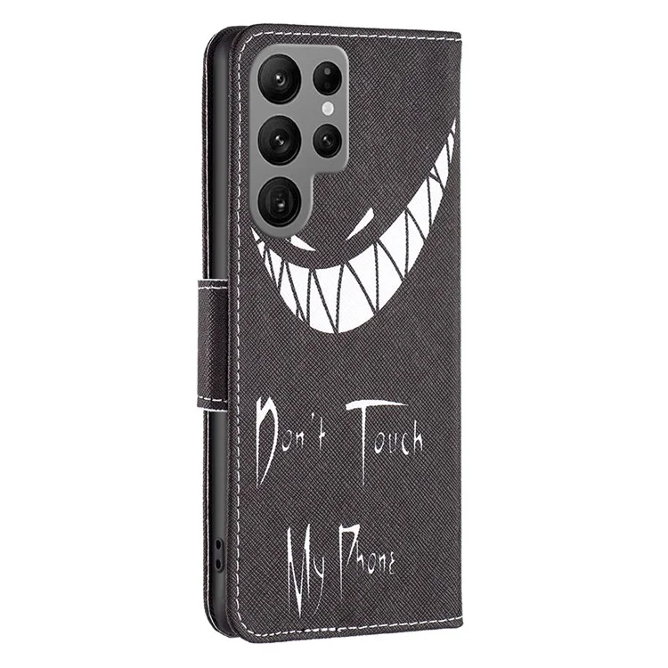 BF Pattern Printing Leather Series-1 für Samsung Galaxy S23 Ultra Wallet Case PU Ledertasche Stand Flip Magnetischer Schutzhülle - Fass mein Telefon nicht an