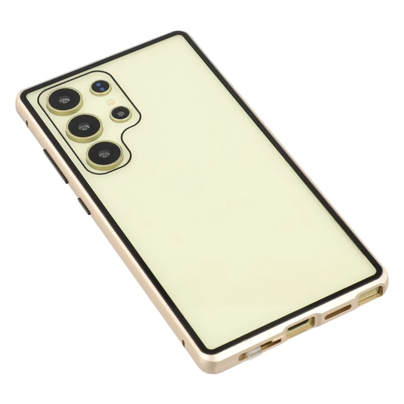 For Samsung Galaxy S24 Ultra Case with Anti-Spy Screen Protector Tempered Glass Metal Phone Cover Magnetic Clasp - Gold