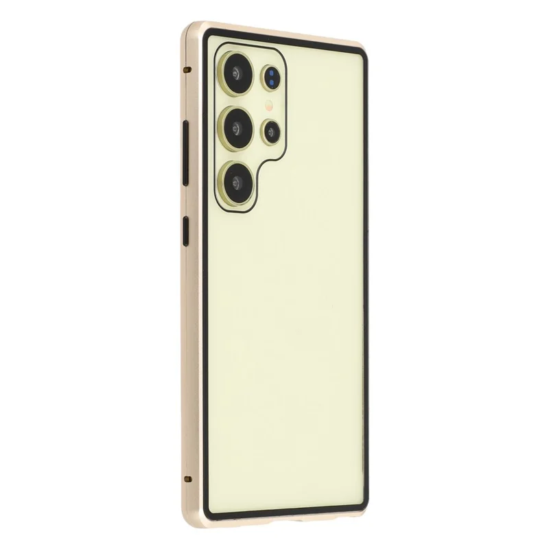 For Samsung Galaxy S24 Ultra Case with Anti-Spy Screen Protector Tempered Glass Metal Phone Cover Magnetic Clasp - Gold