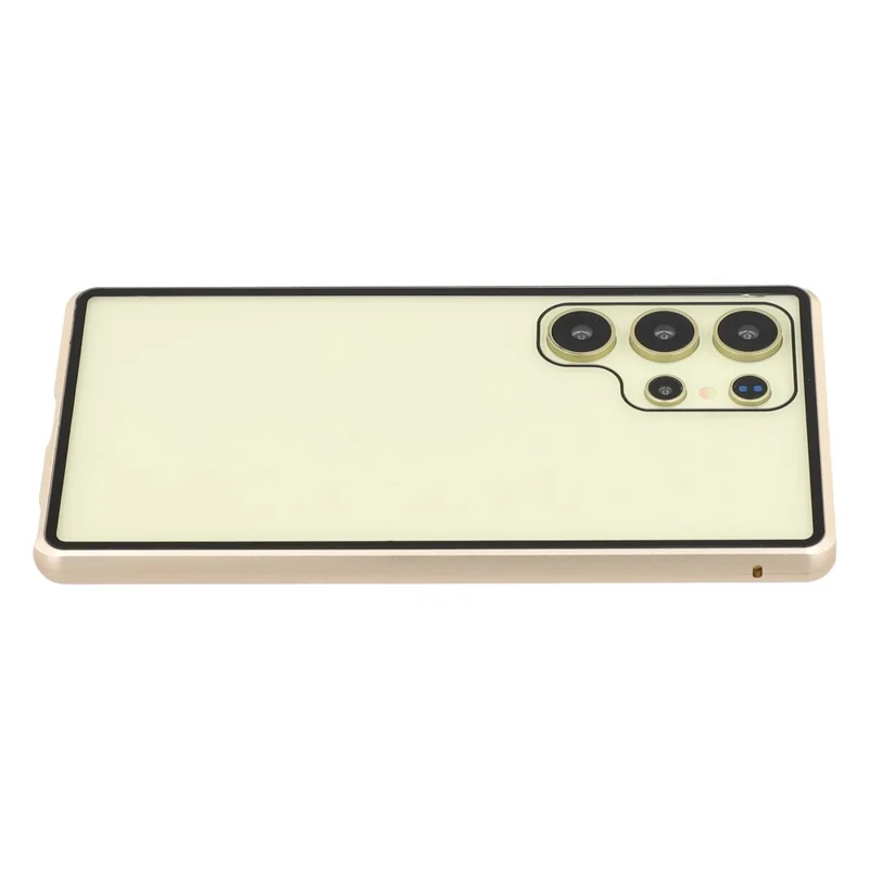 For Samsung Galaxy S24 Ultra Case with Anti-Spy Screen Protector Tempered Glass Metal Phone Cover Magnetic Clasp - Gold
