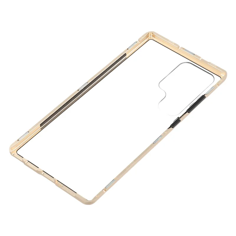 For Samsung Galaxy S24 Ultra Case with Anti-Spy Screen Protector Tempered Glass Metal Phone Cover Magnetic Clasp - Gold