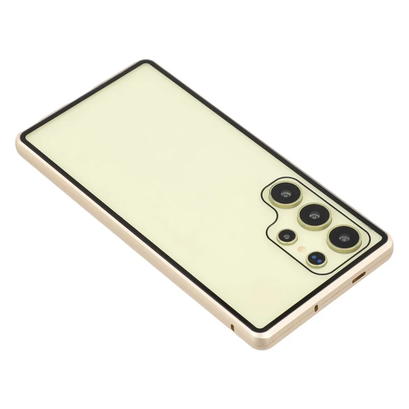 For Samsung Galaxy S24 Ultra Case with Anti-Spy Screen Protector Tempered Glass Metal Phone Cover Magnetic Clasp - Gold