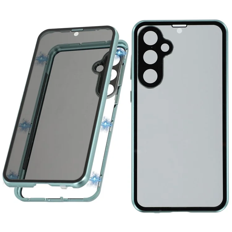 Étui pour Samsung Galaxy S23 FE avec Protecteur d'écran Anti-Espion / Film de Protection d'Objectif en Verre Trempé Coque de Téléphone Métallique - Vert