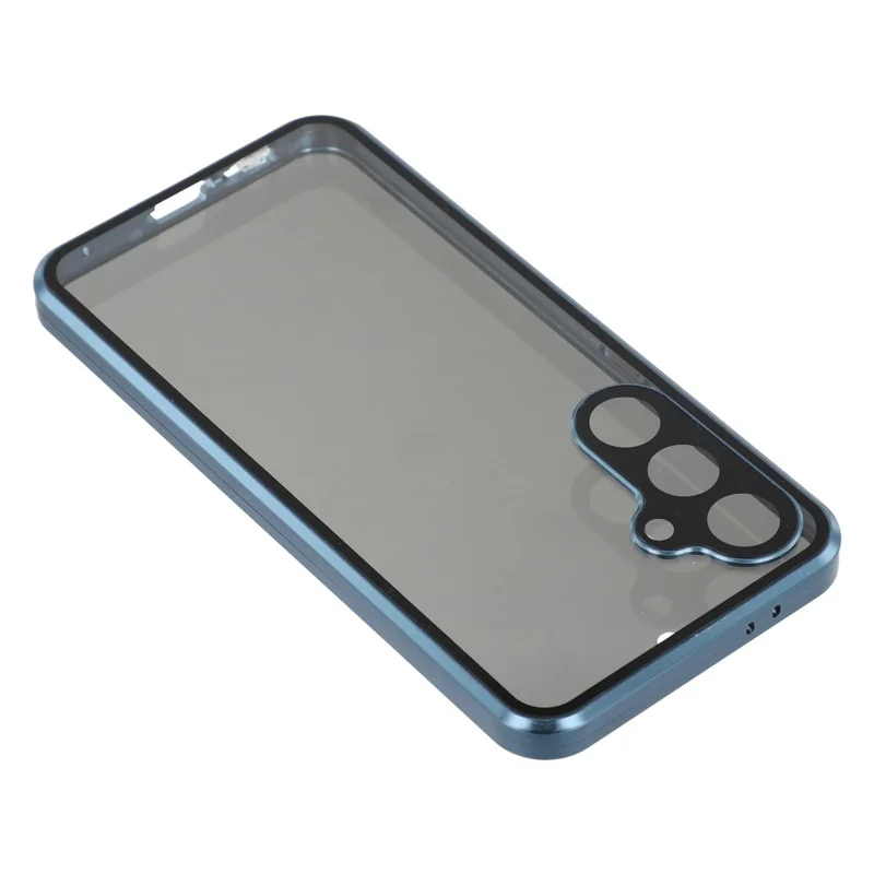 For Samsung Galaxy S24 FE Case with Anti-Spy Screen Protector  /  Lens Film Tempered Glass Metal Phone Cover - Dark Blue