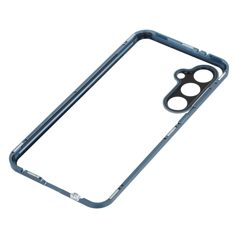 For Samsung Galaxy S24 FE Case with Anti-Spy Screen Protector  /  Lens Film Tempered Glass Metal Phone Cover - Dark Blue