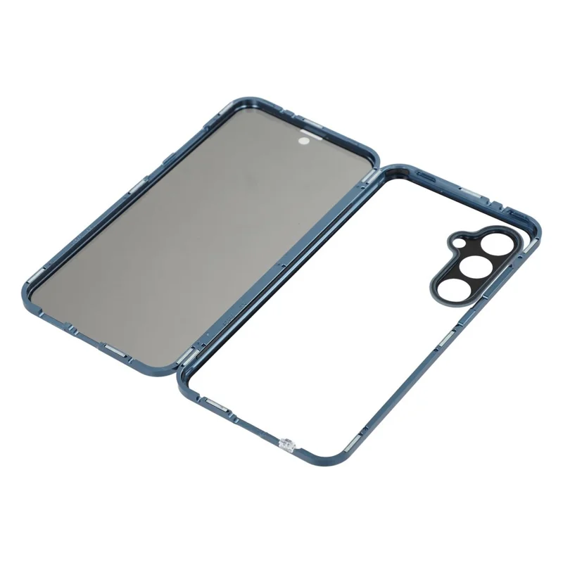 For Samsung Galaxy S24 FE Case with Anti-Spy Screen Protector  /  Lens Film Tempered Glass Metal Phone Cover - Dark Blue