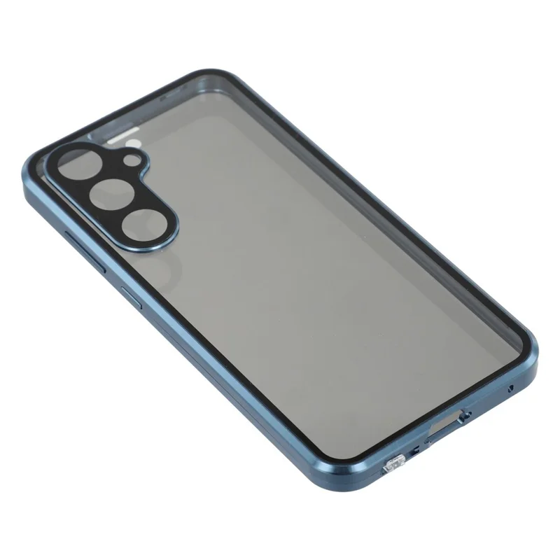 For Samsung Galaxy S24 FE Case with Anti-Spy Screen Protector  /  Lens Film Tempered Glass Metal Phone Cover - Dark Blue