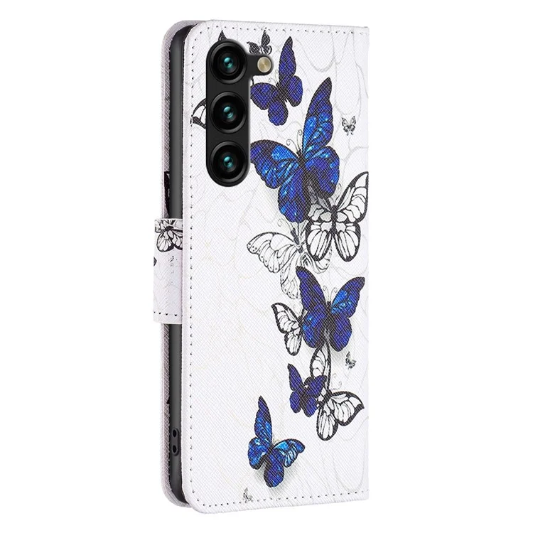 For Samsung Galaxy S23+ Leather Case Pattern Printing Wallet Stand Flip Mobile Cover - Butterflies