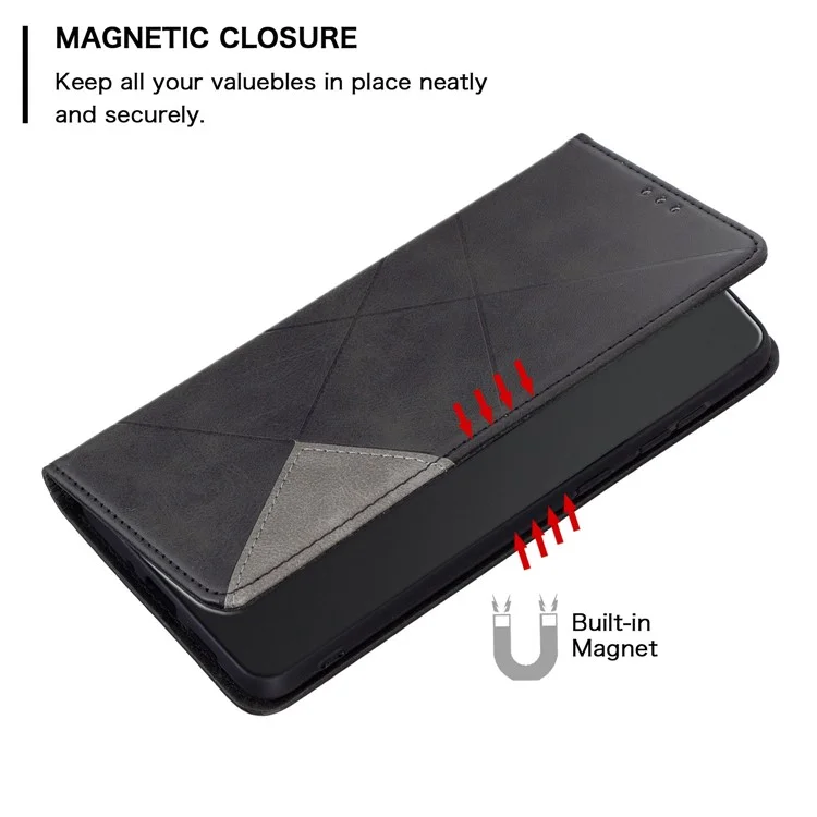 For Samsung Galaxy S23+ Leather Case with Card Holder Imprinting Pattern Phone Stand Cover - Black