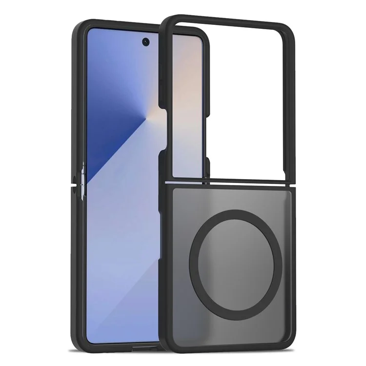For Samsung Galaxy Z Flip7 5G Case Compatible with MagSafe TPU Frame Acrylic Back Phone Cover Skin Touch - Black