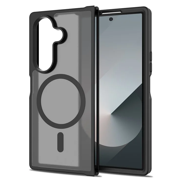 Funda para Samsung Galaxy Z Fold7 5G Compatible con MagSafe, Marco de TPU, Parte Trasera de Acrílico, Cubierta de Teléfono con Efecto Piel Táctil - Negro