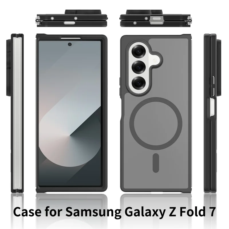 For Samsung Galaxy Z Fold7 5G Case Compatible with MagSafe TPU Frame Acrylic Back Phone Cover Skin Touch - Purple