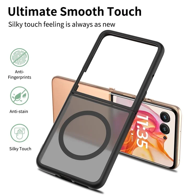 Pour Motorola Razr 60 Ultra 5G Étui Compatible avec MagSafe Cadre TPU Dos Acrylique Protection de Téléphone - Noir