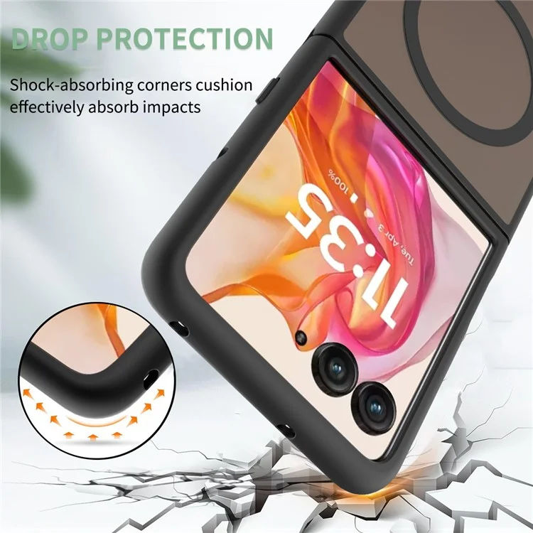 Pour Motorola Razr 60 Ultra 5G Étui Compatible avec MagSafe Cadre TPU Dos Acrylique Protection de Téléphone - Noir