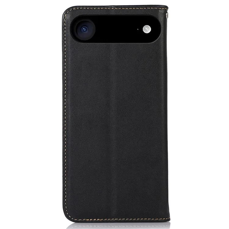 KHAZNEH Hülle mit Geldbörse für iPhone 17 Echt-Leder Narbenleder-Optik - Schwarz