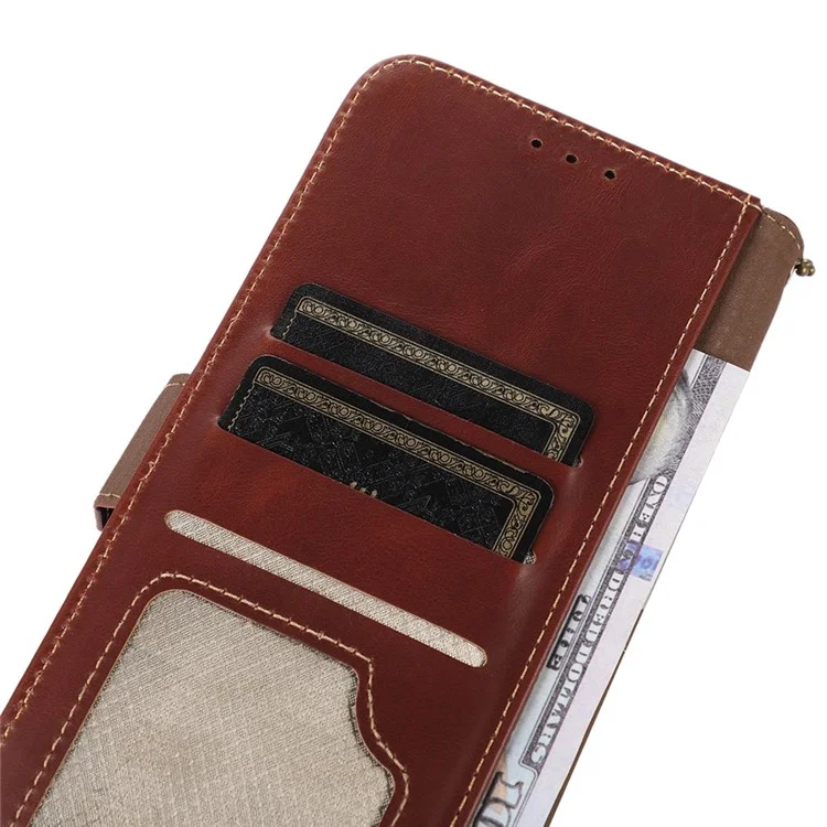 For iPhone 17 Air Case RFID Blocking Genuine Cow Leather Wallet Phone Cover - Brown