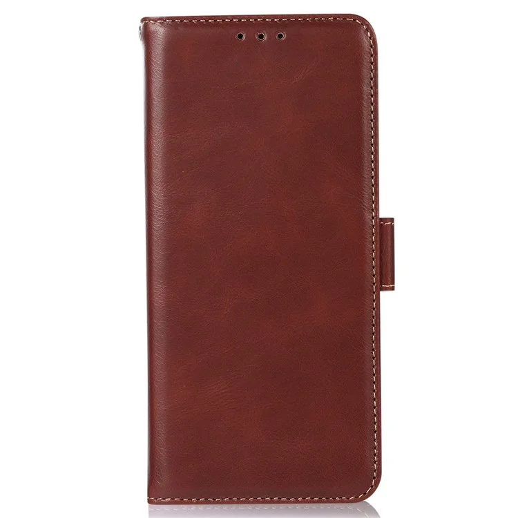 For iPhone 17 Air Case RFID Blocking Genuine Cow Leather Wallet Phone Cover - Brown