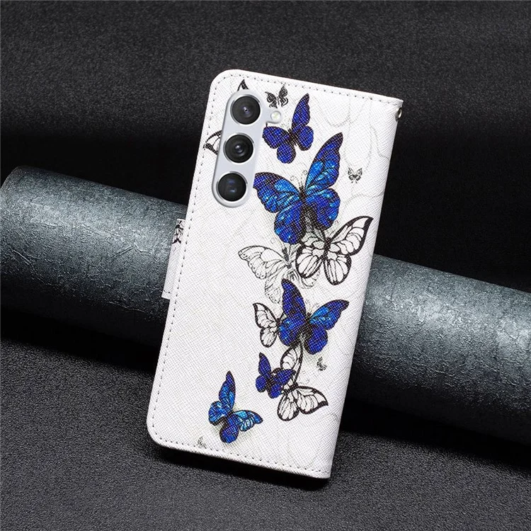 For Samsung Galaxy S23 Leather Case Pattern Printing Wallet Stand Flip Mobile Cover - Butterflies