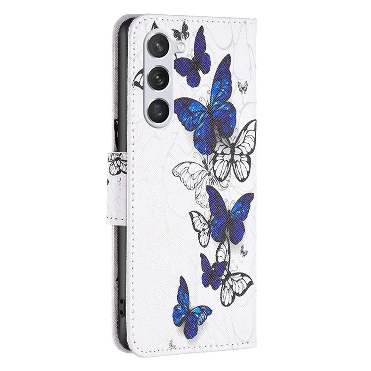 For Samsung Galaxy S23 Leather Case Pattern Printing Wallet Stand Flip Mobile Cover - Butterflies