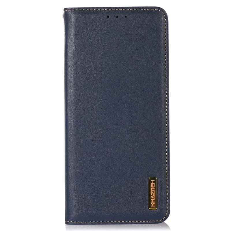 KHAZNEH For iPhone 17 Pro Case Wallet Genuine Cow Leather Phone Cover Nappa Texture - Blue
